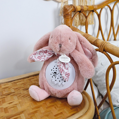 DOUDOU - musical projector night light Lapin Doudou Projection, Doudou et Compagnie, 19 cm, pink