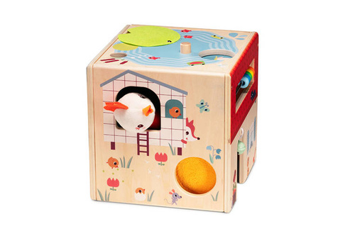 LILLIPUTIENS -Wooden activity cube - Farm 12 m+