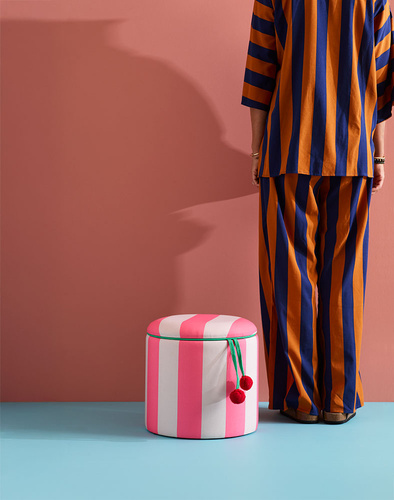 Kid's Concept - pouffe cylinder with storage, pink