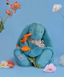 DOUDOU – Lapin Fleurette plush rabbit by Doudou et Compagnie, 50 cm, turquoise