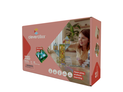 CLEVERCLIXX - magnetic blocks Magic Forest Pack Pastel - 65 pcs.