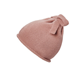 ELODIE DETAILS - winter hat, Furry Knit Beanie, Rosy Bow, 0-6 months