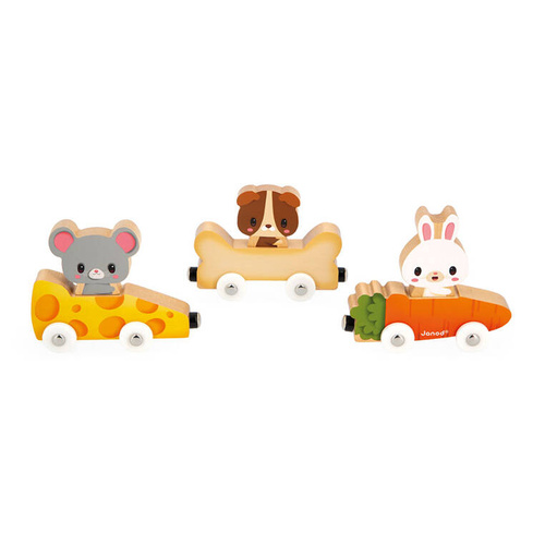 Janod - Magnetic wooden vehicles with pets Farma 18 m+