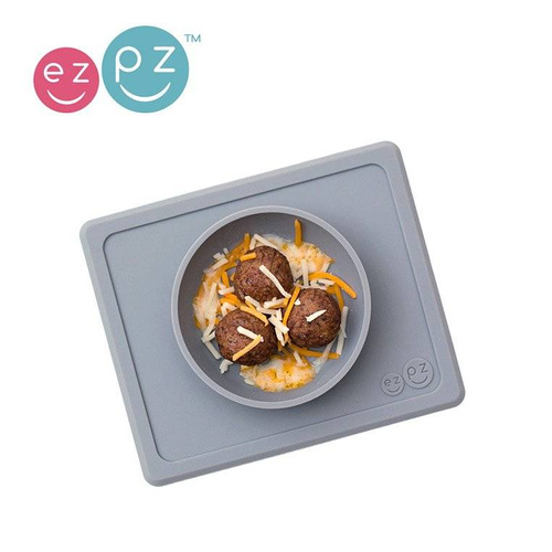 EZPZ - Silicone bowl with 2in1 placemat Mini Bowl gray