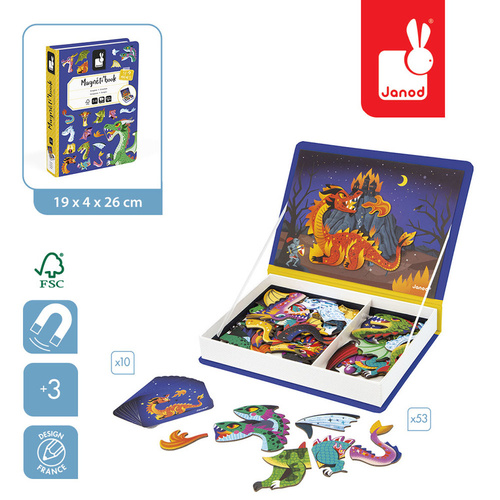 Janod - Magnetyczna układanka Dragon Magnetibook 3-8 lat