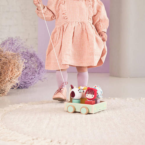 LILLIPUTIENS Drewniany wózek z sorterem do ciągnięcia Wilk Louis 12 m+
