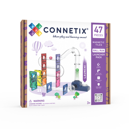 CONNETIX – Magnetic Tiles Ball Run Launcher Pack - 47 pieces