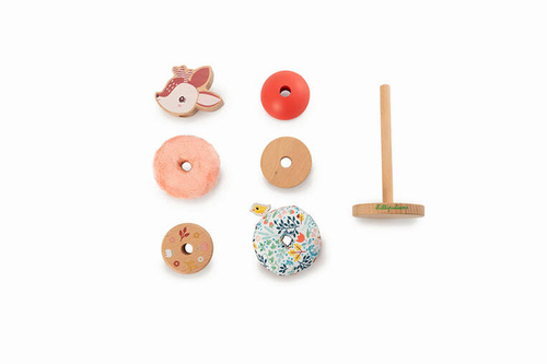 LILLIPUTIENS Drewniana układanka piramida z miękkimi elementami Sarenka Stella 12 m+