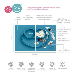 EZPZ - A silicone plate with a washer, Happy Mat 2in1, blue