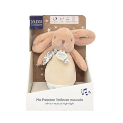 DOUDOU - musical night light Lapin Doudou Culbuto, Doudou et Compagnie, 16 cm, sandy beige