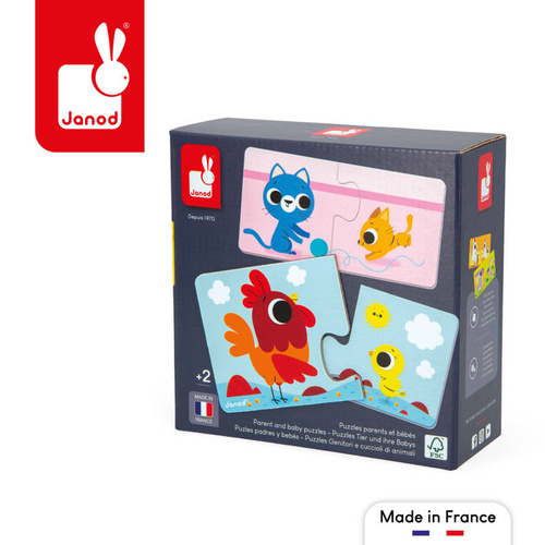 Janod - Pierwsze puzzle do pary Zwierzęta i ich dzieci 24 elementy 2+