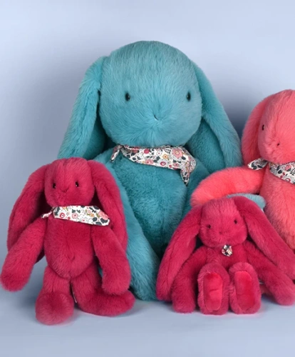 DOUDOU – Lapin Fleurette plush rabbit by Doudou et Compagnie, 50 cm, turquoise