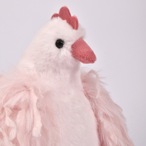 DOUDOU – Poulette Rose Lady plush chicken, Histoire d'Ours, 20 cm, pink