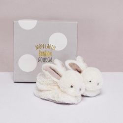 DOUDOU – gift set – Lapin Bonbon baby booties, Doudou et Compagnie, white taupe