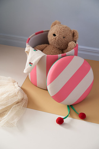 Kid's Concept - pouffe cylinder with storage, pink