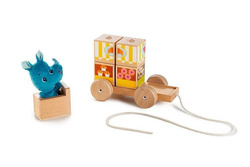 LILLIPUTIENS - Wooden food truck with 4 puzzle pieces Rhino Marius 12 m +