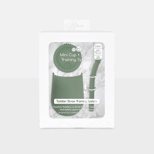 EZPZ - Silicone cup with a straw Mini Cup + Straw Training System 120 ml, olive