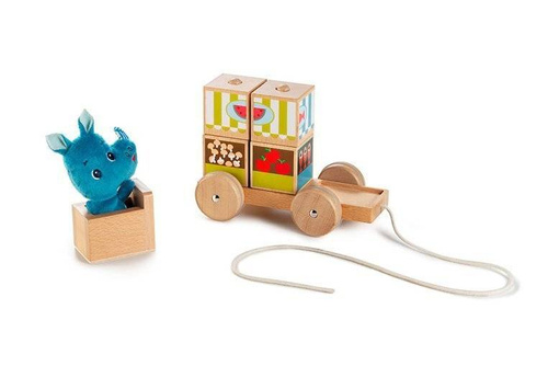 LILLIPUTIENS - Wooden food truck with 4 puzzle pieces Rhino Marius 12 m +