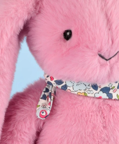 DOUDOU – Lapin Fleurette plush rabbit by Doudou et Compagnie, 35 cm, grenadine pink