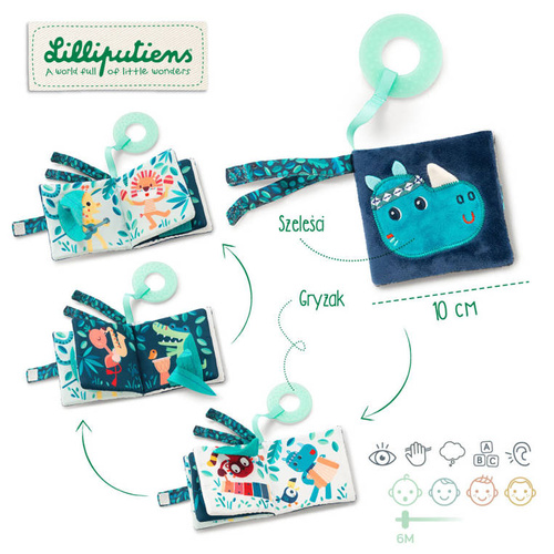 LILLIPUTIENS - Multifunctional mini-book with rustling foil and teether Marius rhinoceros 6 m +