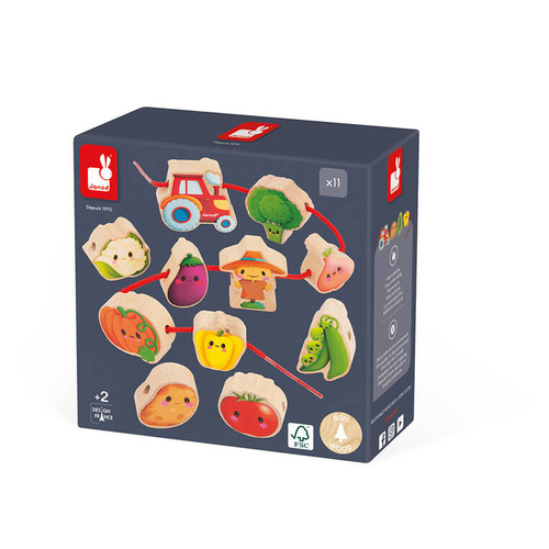 Janod -  Nawlekanka z drewnianymi warzywami Farma 2+