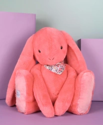 DOUDOU – Lapin Fleurette plush rabbit by Doudou et Compagnie, 70 cm, coral