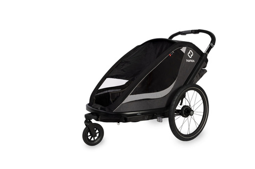 Hamax - Bike trailer for kids COCOON + Jogger wheel , double - Grey/black