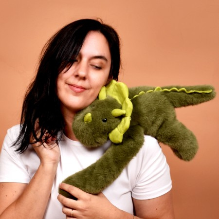 DOUDOU – Podcoll weighted plush dinosaur by Histoire d'Ours, 50 cm, dark green
