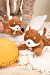 DOUDOU – Les P'tits Relax weighted plush fox, Histoire d'Ours, 30 cm, red