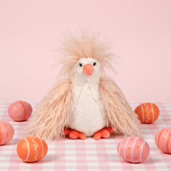 DOUDOU – Poulette Frisottis plush chicken, Histoire d'Ours, 20 cm, kręcone piórka