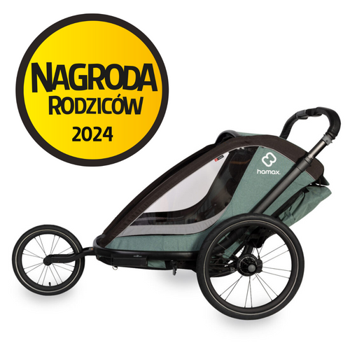 Hamax - Bike trailer for kids COCOON ONE + Jogger wheel - Green/black