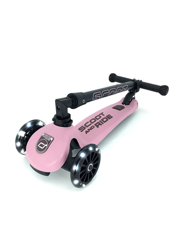 SCOOTANDRIDE - Highwaykick 3 LED - Folding scooter with light-up wheels 3+ Rose