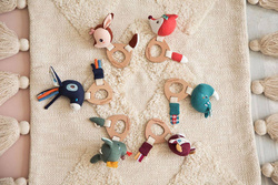 LILLIPUTIENS - Rattle with a wooden teether Alice Fox 3 m + ECO