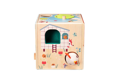 LILLIPUTIENS -Wooden activity cube - Farm 12 m+