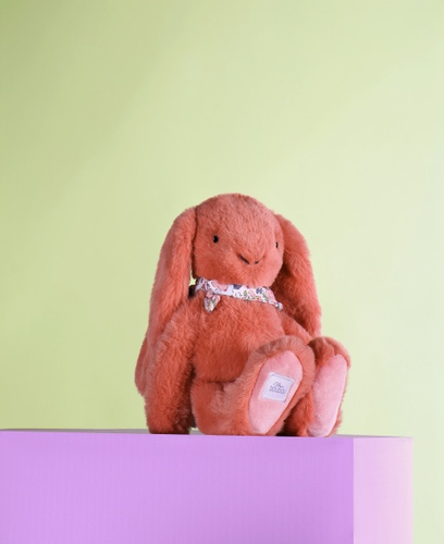 DOUDOU – Lapin Fleurette plush rabbit by Doudou et Compagnie, 25 cm, terracotta