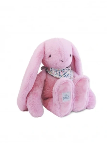 DOUDOU – Lapin Fleurette plush rabbit by Doudou et Compagnie, 50 cm, grenadine pink