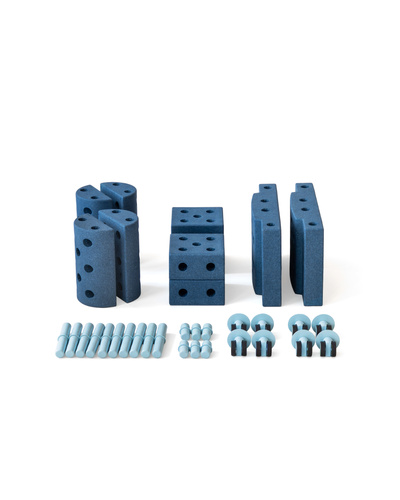 MODU Education set, small – creative blocks developing gross motor skills, deep blue / sky blue