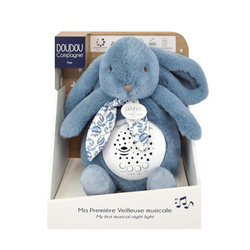 DOUDOU - musical projector night light Lapin Doudou Projection, Doudou et Compagnie, 19 cm, blue