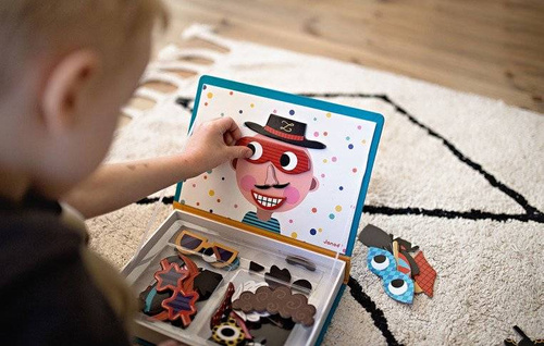 Janod - Magnetic puzzle Funny faces Boy Magnetibook collection 2018