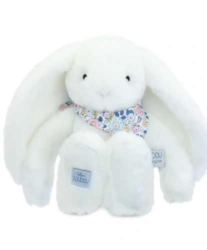 DOUDOU – Lapin Fleurette plush rabbit by Doudou et Compagnie, 35 cm, white