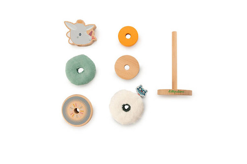 LILLIPUTIENS Drewniana układanka piramida z miękkimi elementami Smok Joe 12 m+