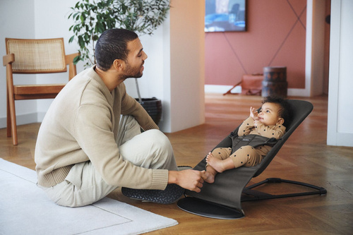 BABYBJÖRN - Bouncer Balance Soft Woven/Jersey Tri Fabric, Dark Grey + Toy Googly Eyes