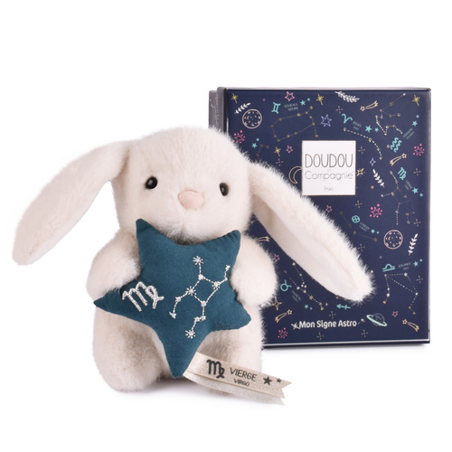 DOUDOU – DOUDOU ASTRO plush rabbit with zodiac sign, Doudou et Compagnie, 12 cm, Virgo