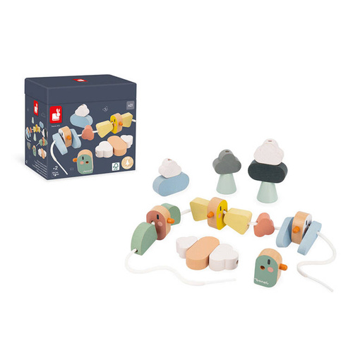 Janod - Nawlekanka z drewnianymi ptaszkami Sweet Cocoon 2+