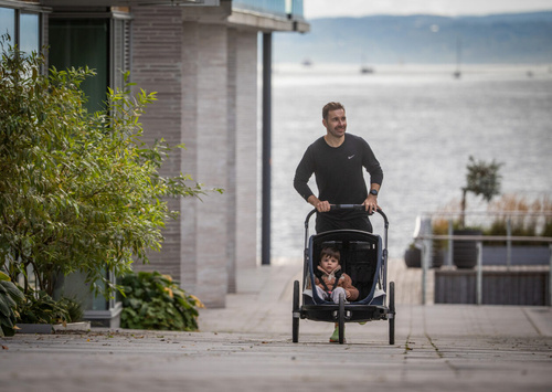 Hamax - Bike trailer for kids  BREEZE ONE + Jogger wheel - Navy/cream