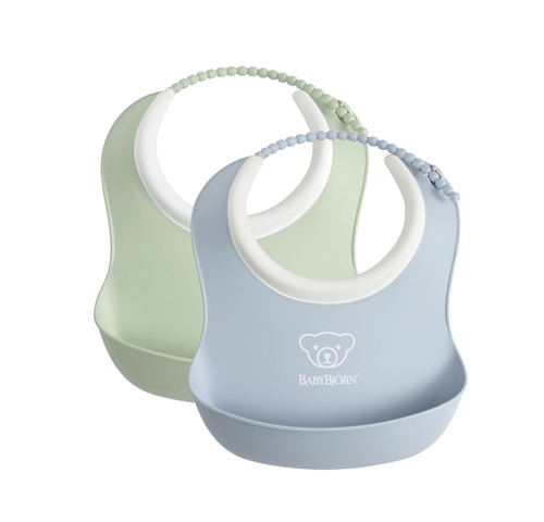 BABYBJÖRN - 2 small soft Bibs - Powder Green/ Powder Blue