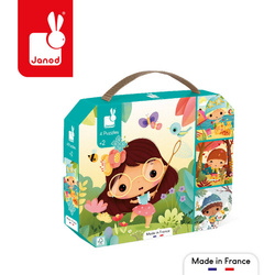 Janod - Progressive puzzle in a suitcase Seasons 4 puzzles - 6, 9, 12 and 16 pieces 2+