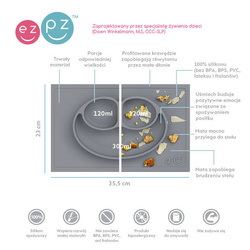 EZPZ - Silicone plate with Happy Mat 2in1 washer, gray