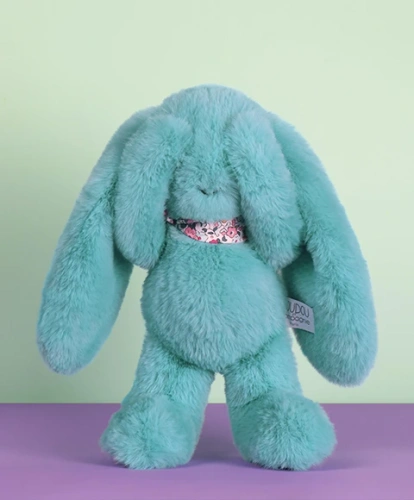 DOUDOU – Lapin Fleurette plush rabbit by Doudou et Compagnie, 25 cm, turquoise