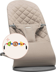 BABYBJÖRN - Bouncer Bliss WOVEN, Sand Grey with Googly Eyes